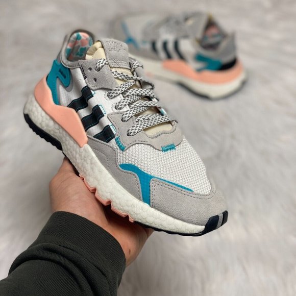 Adidas Other - Adidas Originals Nite Jogger Low GS Athletic Shoes White Gray FV3887 NEW Sz 5